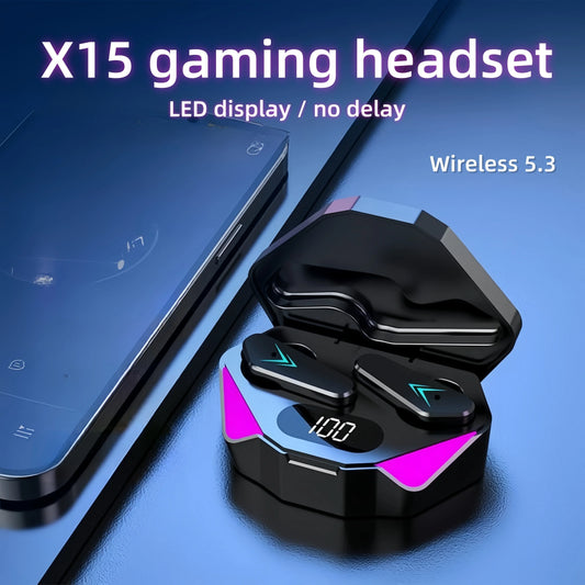 Fone de Ouvido Gamer Sem Fio X15 - Bluetooth e LED