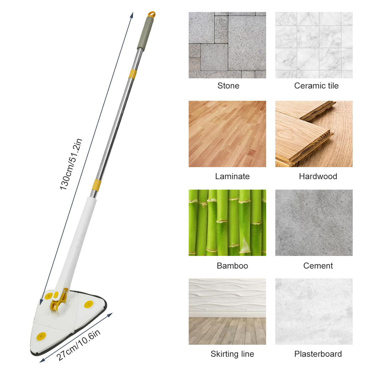Mop Limpador Triangular 360° Retrátil Extensível Premium