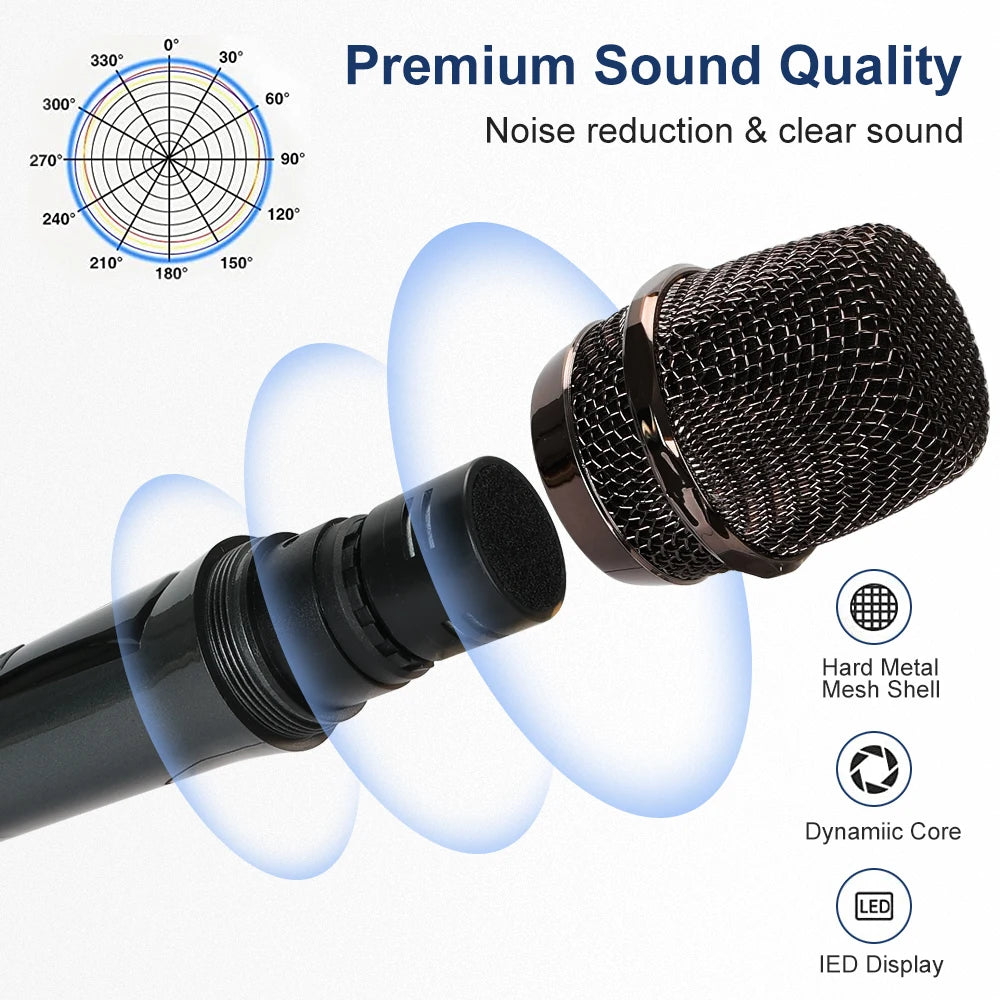 Microfone Sem Fio Profissional UHF Duplo - Kebidumei