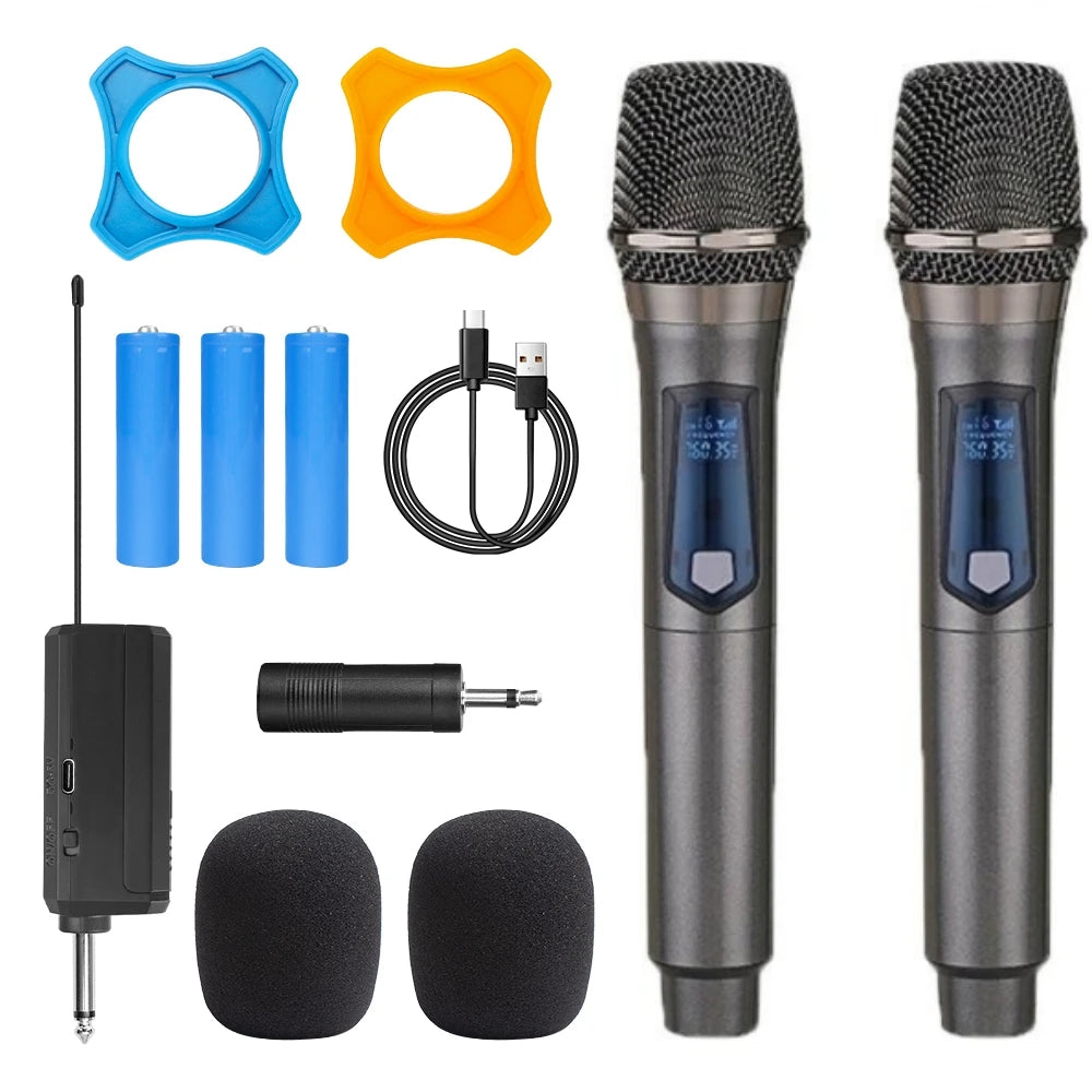 Microfone Sem Fio Profissional UHF Duplo - Kebidumei