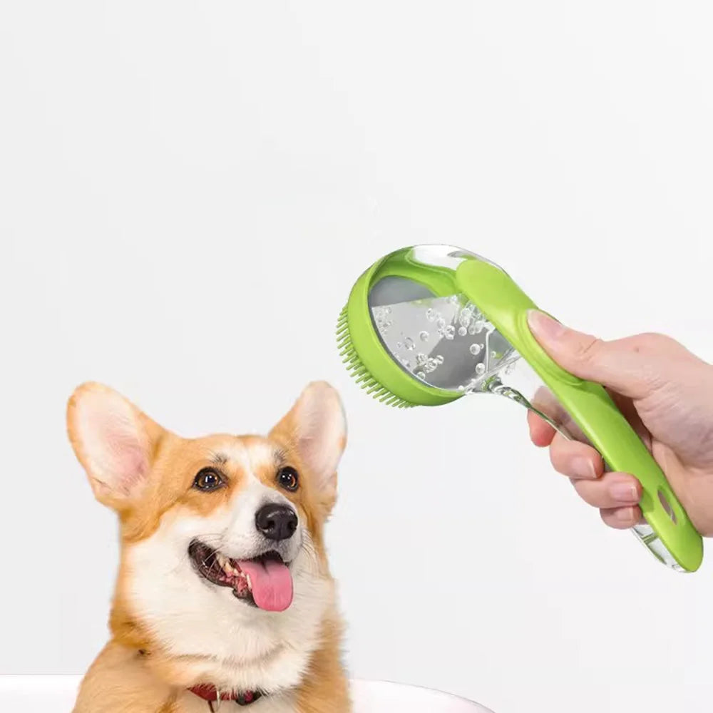 Escova de Banho Pet com Dispenser de Shampoo (ou Escova Massageadora Banho Pet)