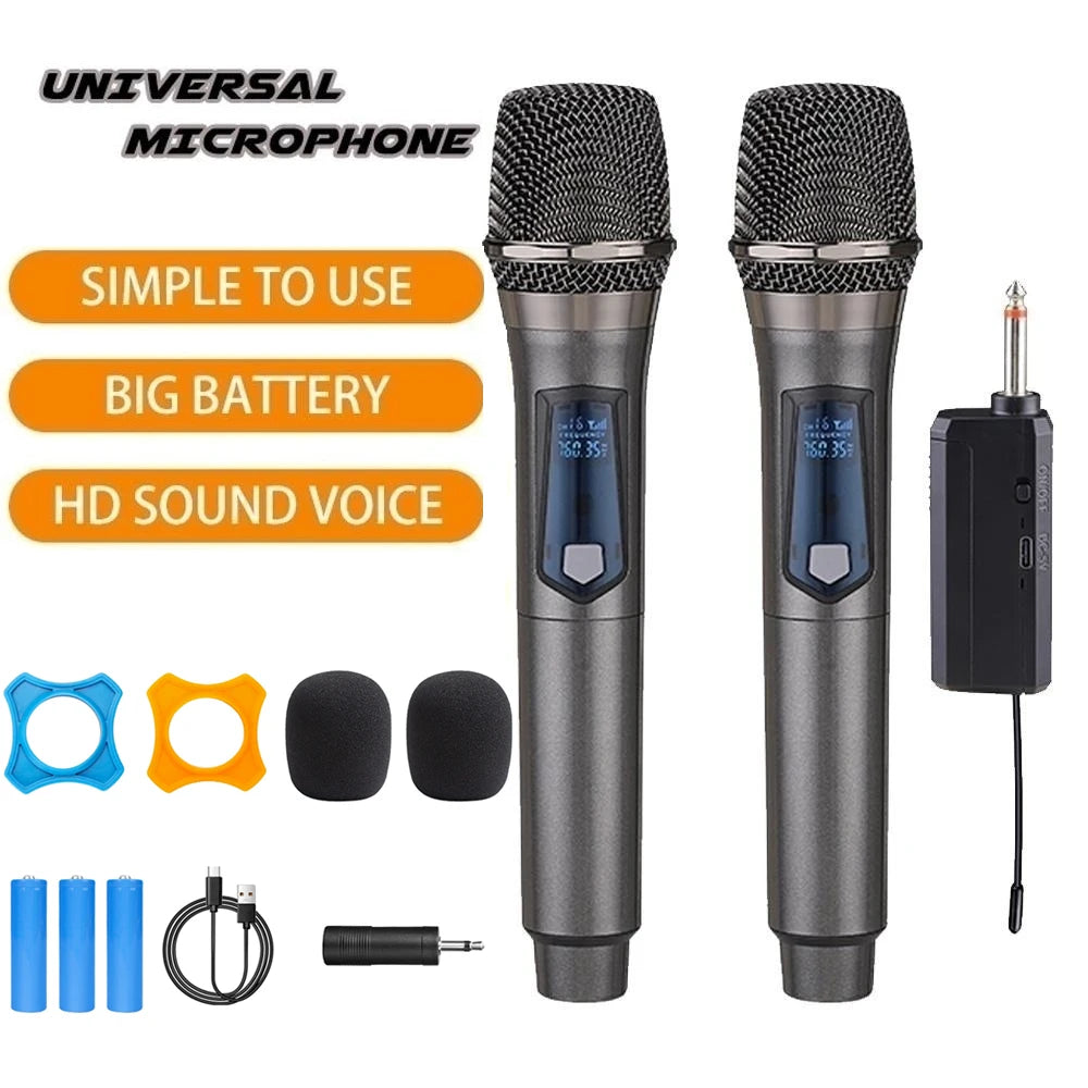 Microfone Sem Fio Profissional UHF Duplo - Kebidumei