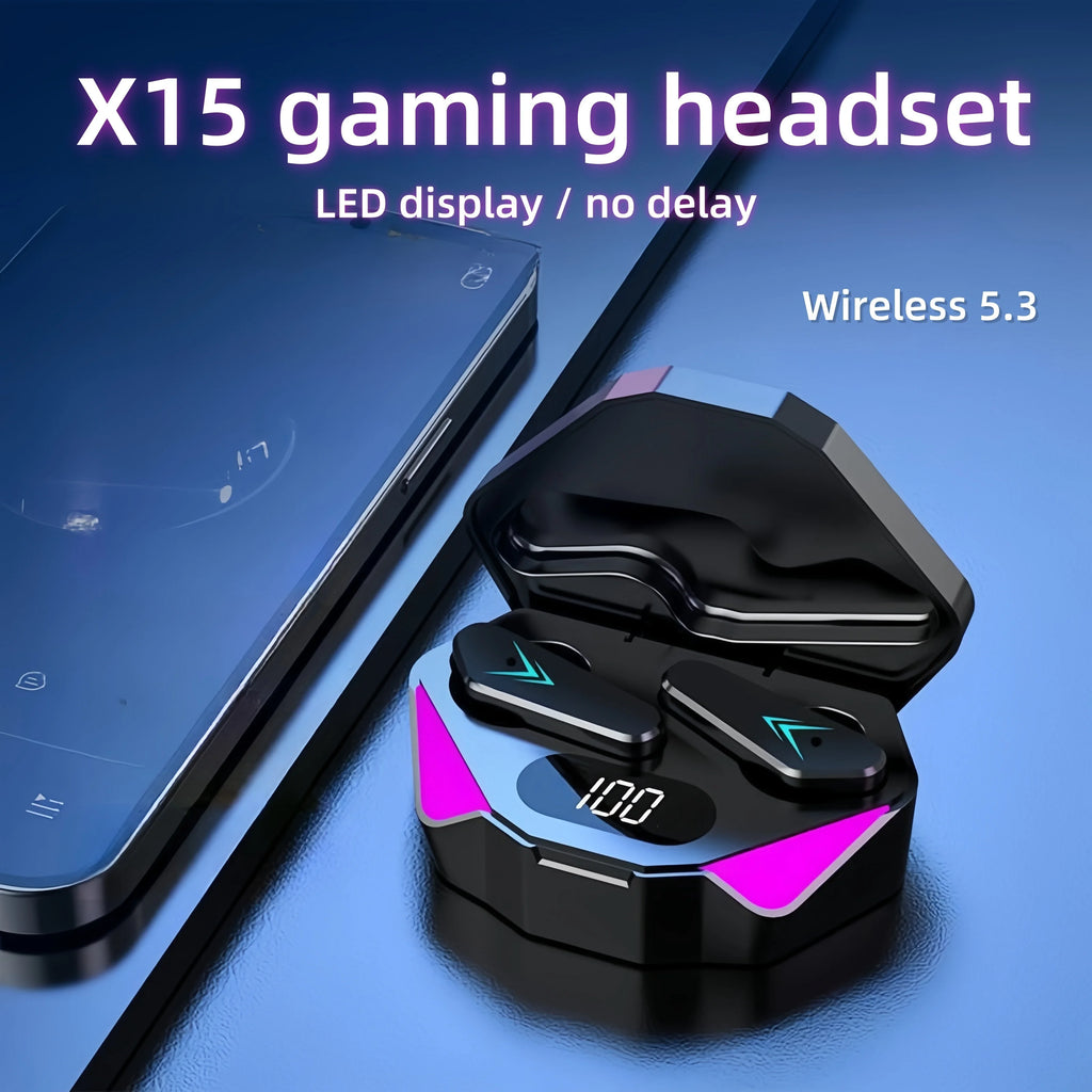 Fone de Ouvido Gamer Sem Fio X15 - Bluetooth e LED