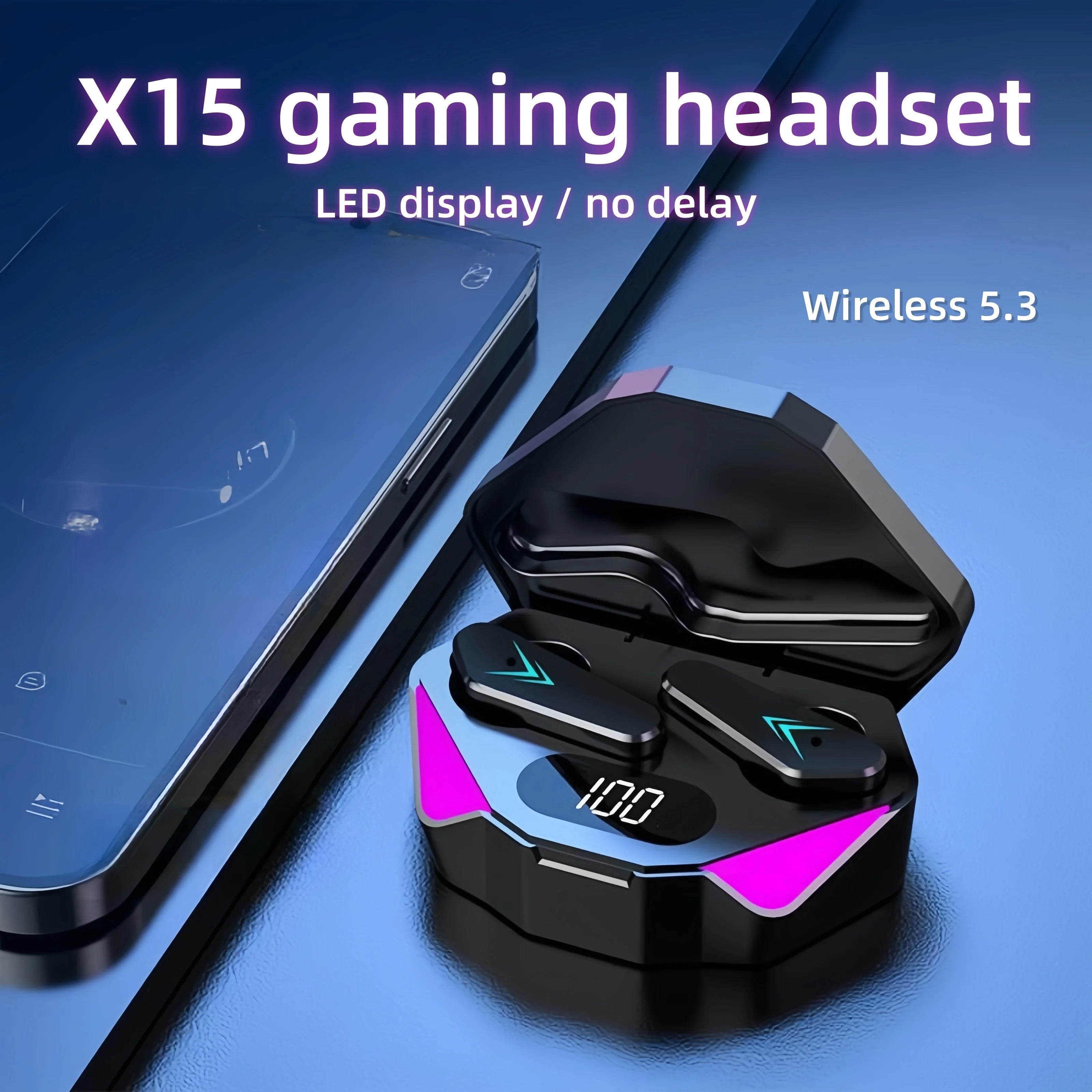 Fone de Ouvido Gamer Sem Fio X15 - Bluetooth e LED