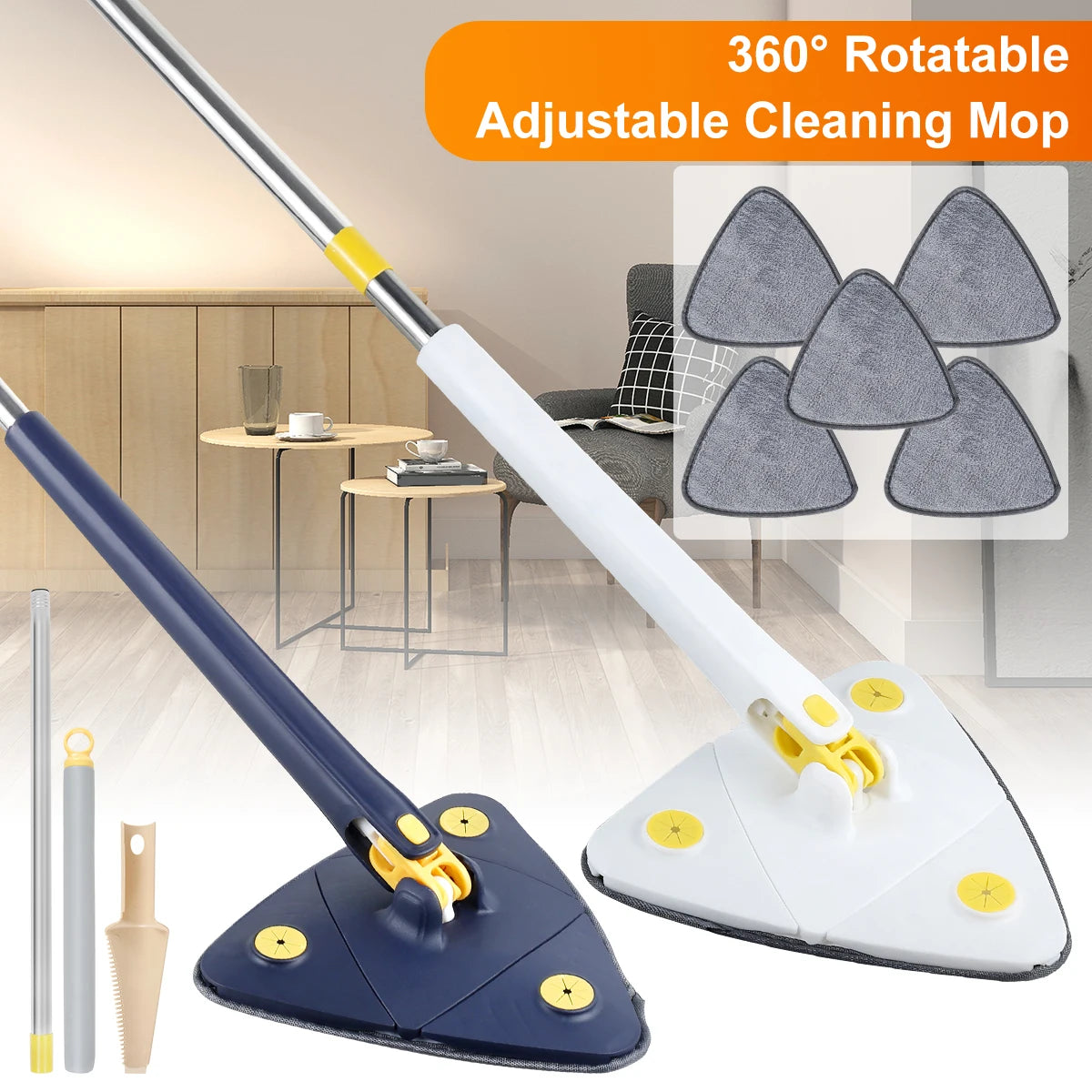 Mop Limpador Triangular 360° Retrátil Extensível Premium