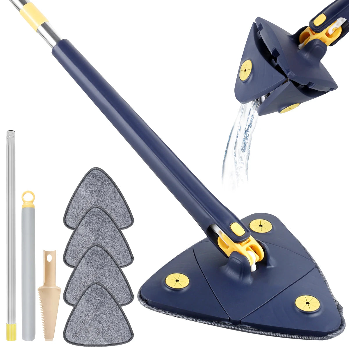 Mop Limpador Triangular 360° Retrátil Extensível Premium