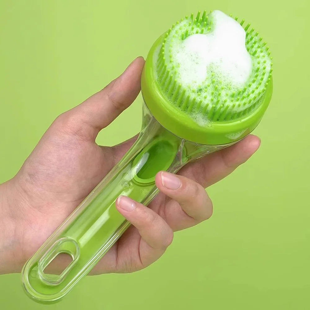 Escova de Banho Pet com Dispenser de Shampoo (ou Escova Massageadora Banho Pet)