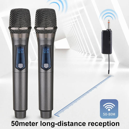 Microfone Sem Fio Profissional UHF Duplo - Kebidumei