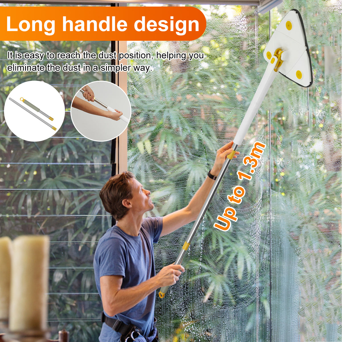 Mop Limpador Triangular 360° Retrátil Extensível Premium