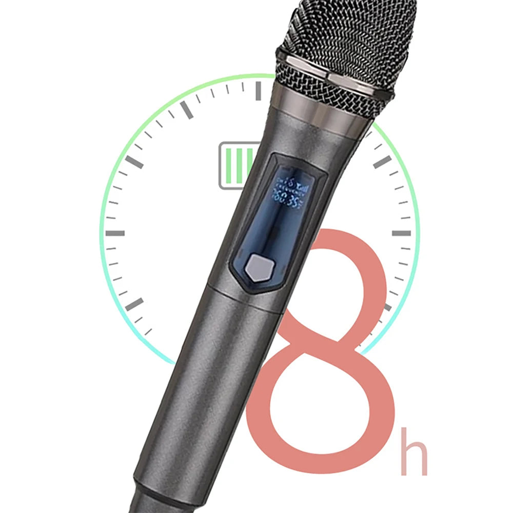 Microfone Sem Fio Profissional UHF Duplo - Kebidumei
